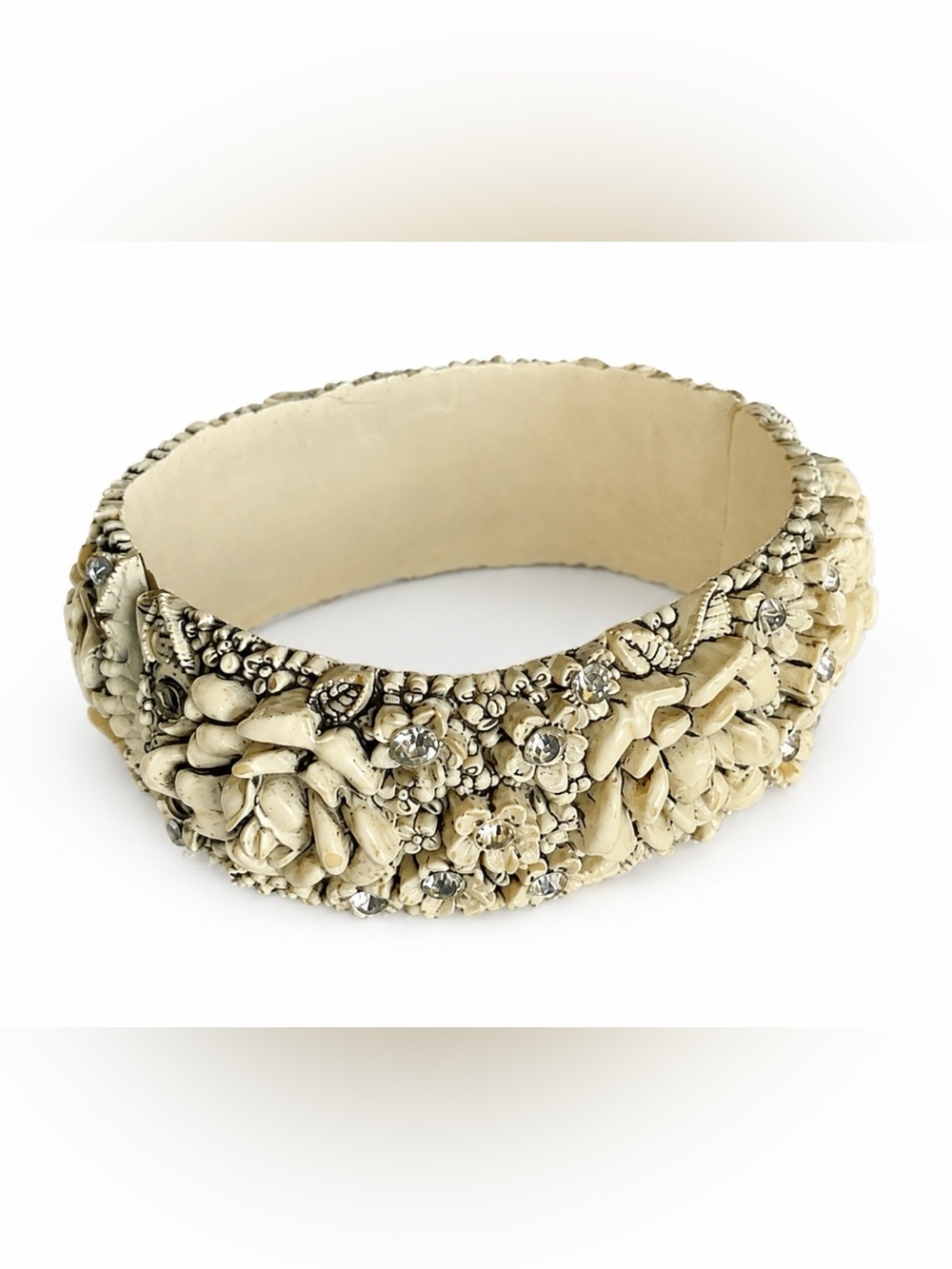 1940s Celluloid Wedding Cake Floral Bracelet